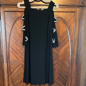 MSK Black Cold Shoulder Dress with Embellished Sleeves